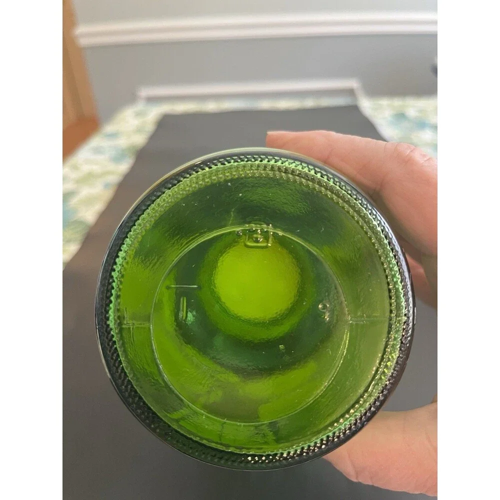Vintage Anchor Hocking Green Yellow Lemonade Lemon Juice Jar Pitcher Measuring
